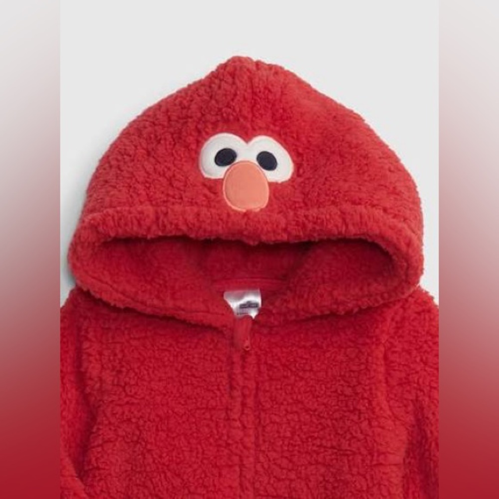 GAP Baby Toddler Sesame street Cozy Sherpa PJ jumpsuit Elmo red onesie 3T 4T - Picture 2 of 3